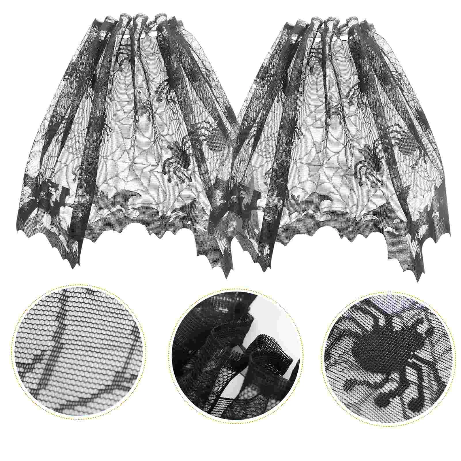

Lamp Shade Cover Spider Lampshade Lace Fireplace Web Table Spiderweb Scarf Decorations Black Light Tableclothcovers Topper