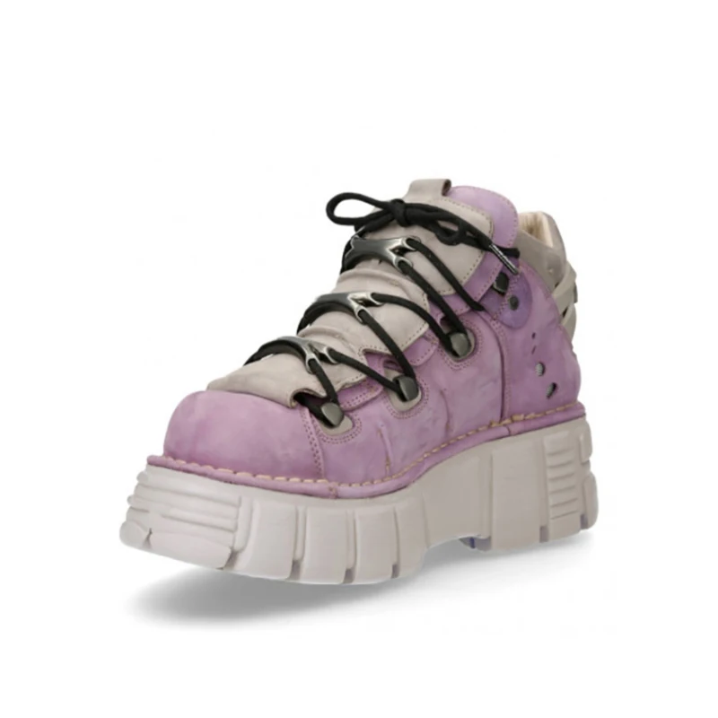 2023 New Rock Spanish Fashion Brand Retro Punk Small Leather Shoes Women's Metal Platform Street Style Pumps