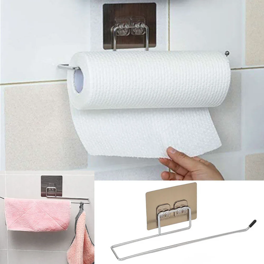 

Non Punching Roll Paper Hook Stainless Steel Toilet Pape Storage Rack Portable Towel Holder Rack Multipurpose Paper Stand Rack