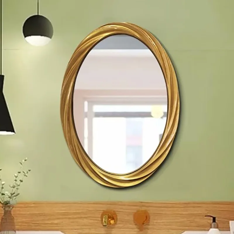 

Golden Aesthetic Bathroom Decorative Mirror Wall Shower Vintage Decorative Mirror Makeup Espejo Decorativo Home Decor YX50DM