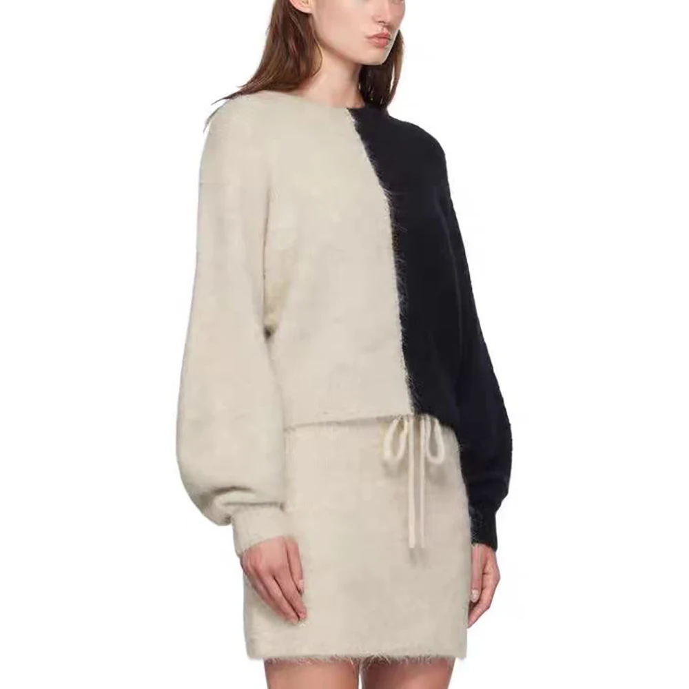 Женский пуловер из смесовой шерсти Y2k винтажный вязаный топ мохера с