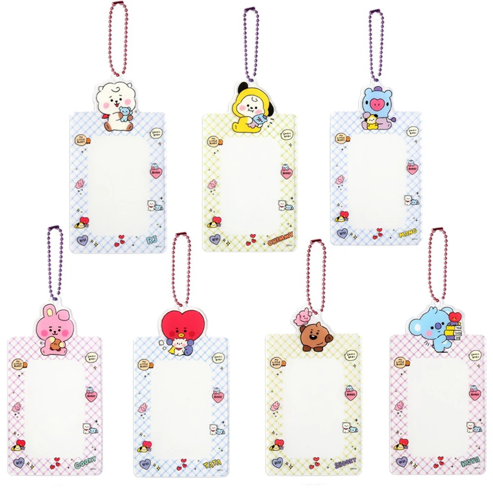 

Kawaii Bt21 мультфильм детская прозрачная карточка в наборе идентификационная карточка для студентов защита для рабочего документа сумка с под...