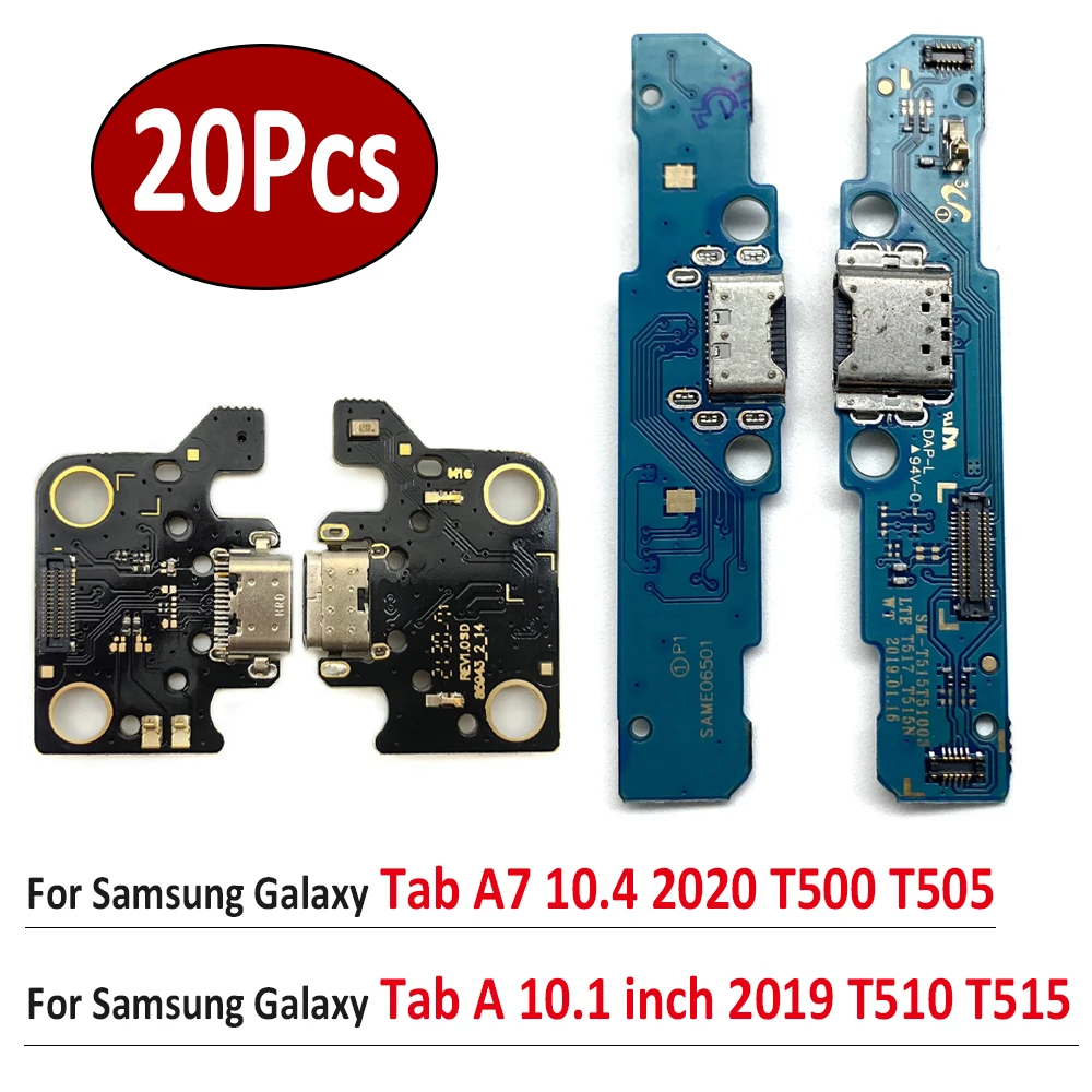 

20Pcs，USB Charging Port Board Flex Cable Connector Parts For Samsung Tab A7 10.4 2020 T500 T505 / Tab A 10.1inch 2019 T510 T515
