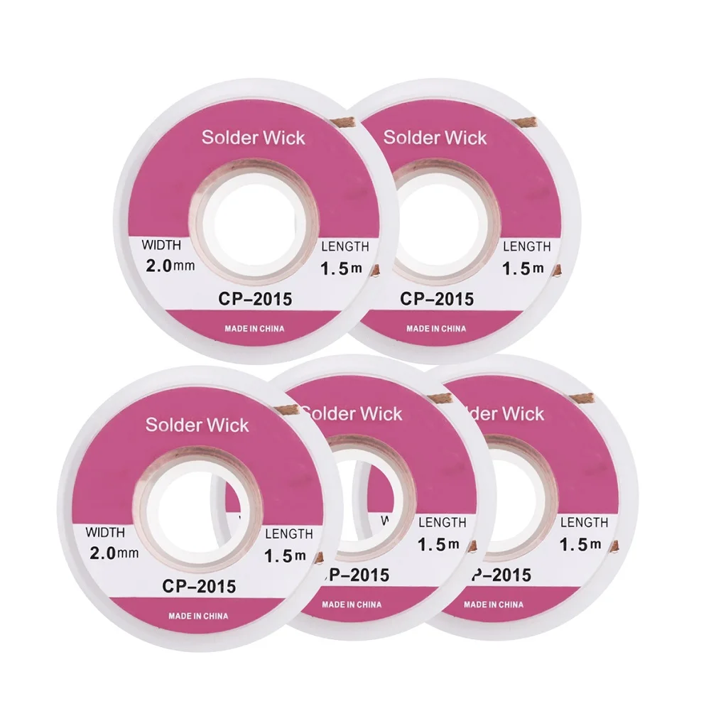

5pcs Desoldering Braid Tape Welding Solder Soldering Wire Welding Sucker Remover CP-2015 Repair Desoldering Tools 1.5m