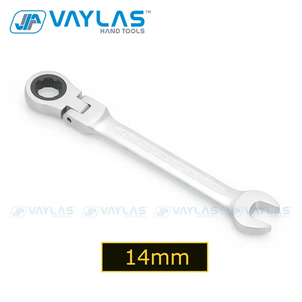 

14-миллиметровый матовый полированный комбинированный ключ с гибкой головкой, 72 т, трещотка и открытый конец, гаечный ключ с высоким крутящим моментом, ручной инструмент для ремонта