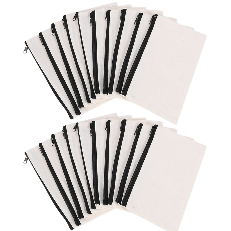 

20 шт., холщовые косметички на молнии