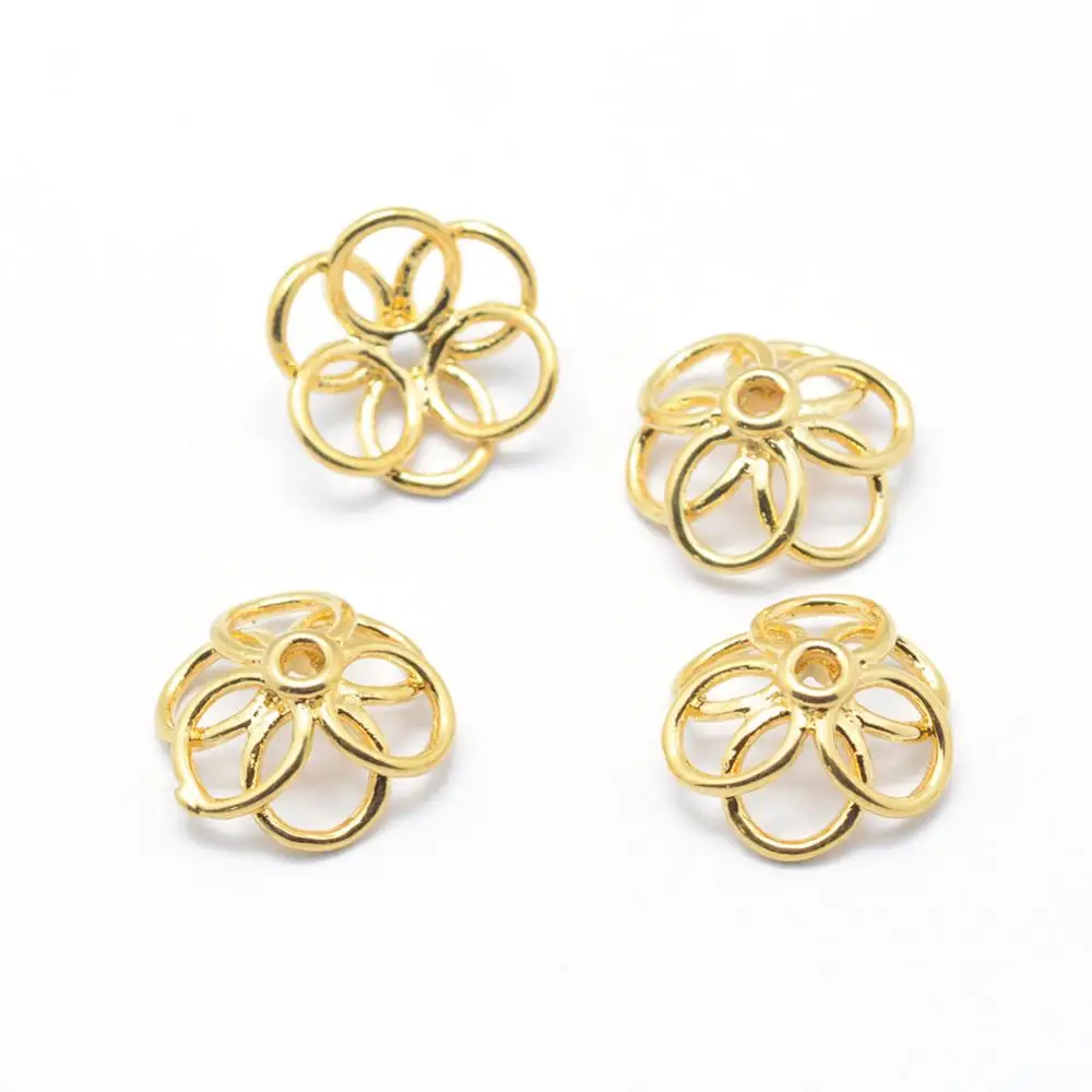 

Brass Bead Caps 6-Petal Real 20K Gold Plated Lead Free & Cadmium Free & Nickel Free Flower 15.5x5.5mm Hole: 2mm