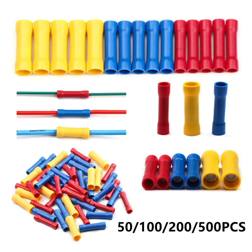 500/200/50 шт. прямые стыковые клеммы обжимные изолированные соединители медная