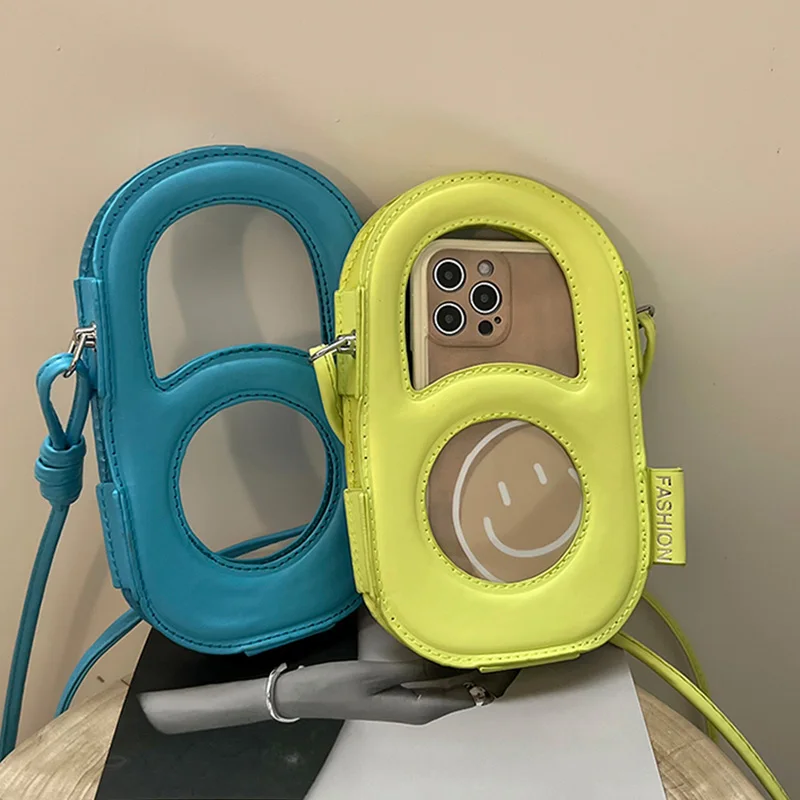 

Hip Hop Hollow Out Design Phone Bag for Women Summer Mini Crossbody Bag Quality Leather Shoulder Phone Case Trend Female Handbag