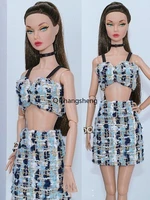 charming blue plaid bra tops skirt 16 doll clothes for barbie accessories for barbie doll clothing outfits set girl toys 11 5