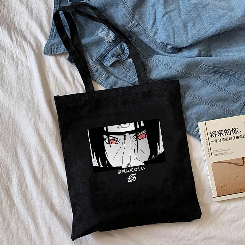Женская холщовая сумка-шоппер для косплея, японская аниме сумка для покупок Наруто Акацуки Саске, эко-манга, шоппер в стиле Харадзюку