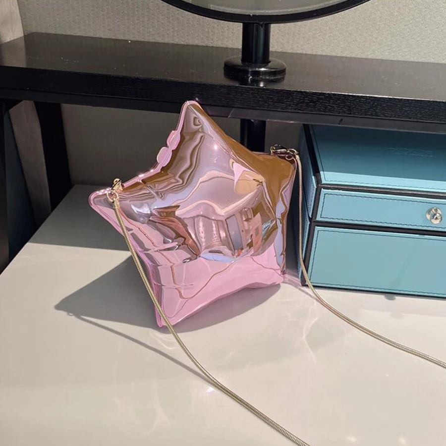 Серебряные Акриловые вечерние сумки в форме звезды женские цепочки из бутика