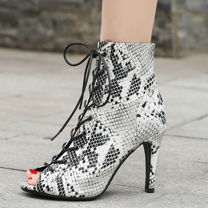 Outdoor Dance Shoes Summer Women Sandal Sexy Thin High Heels Sexy Style Gladiator Open Toe Black Leopard Dancing Shoes Big Size