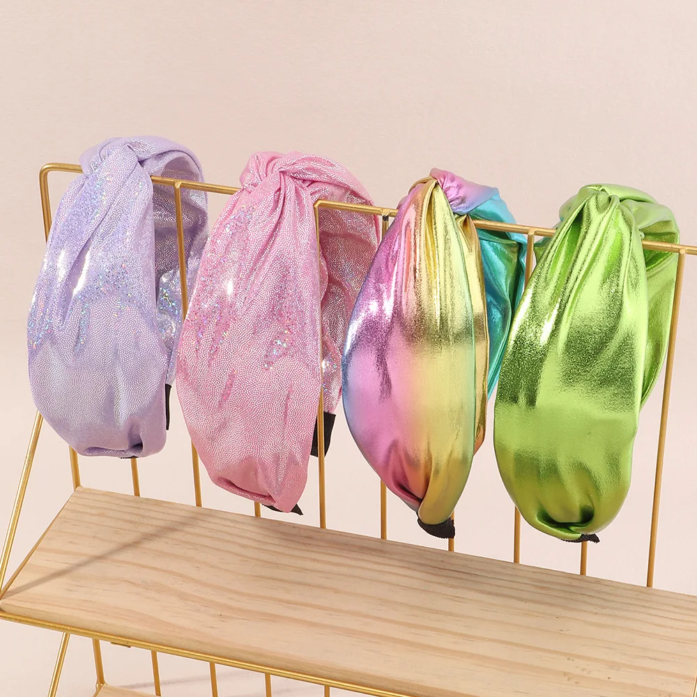 

European INS Color Gradient Cross Knotted Wide Headband Press Hair Bundle Hoop Hair Accessories for Women Girl Makeup Hairband