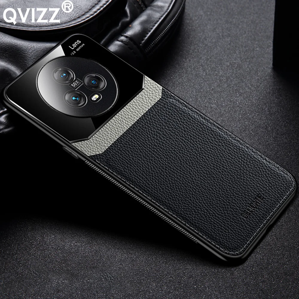 

Leather Case for Huawei Honor Magic5 Pro Magic5Pro Luxury Plexiglass Soft Edges Hard Armor Shockproof Phone Cover HonorMagic5Pro
