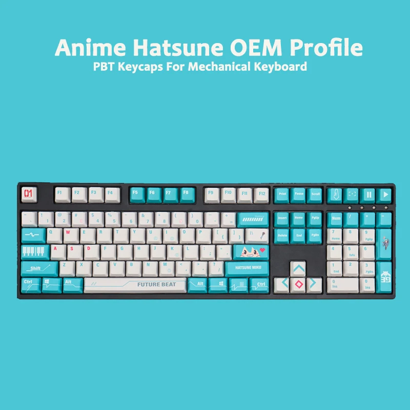 

Колпачки для механической клавиатуры Hatsune OEM, 124 клавиш