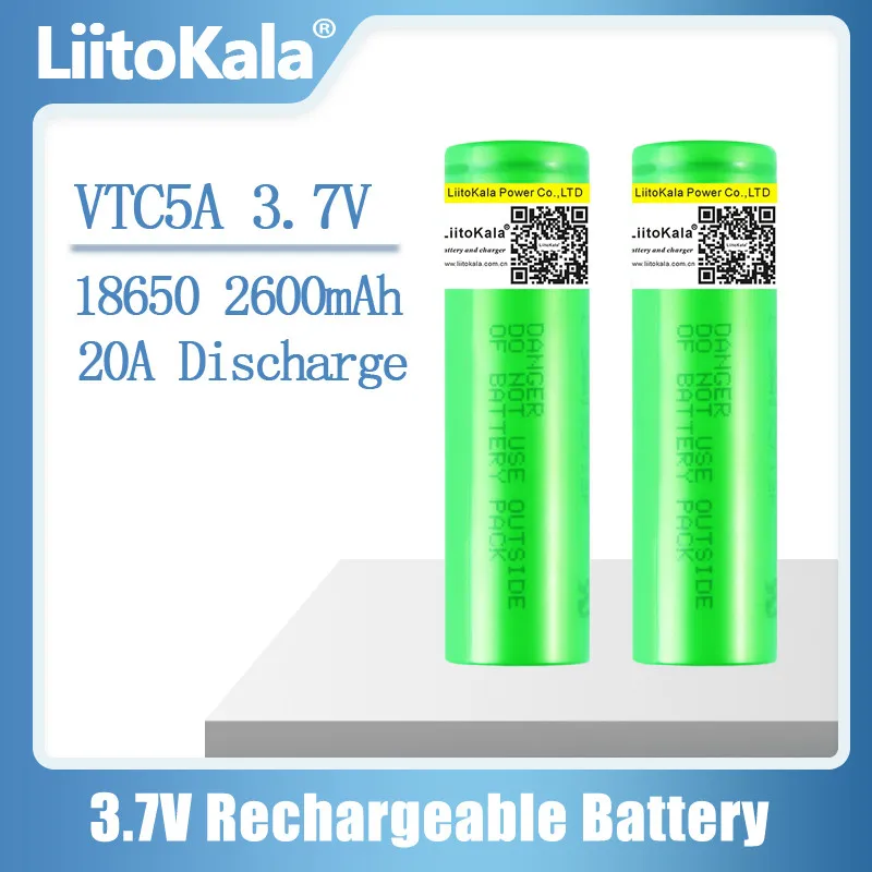 

Перезаряжаемая литий-ионная батарея liitokala 3,7 V 2600mAh VTC5A 18650 Akku US18650VTC5A 35A, игрушечный фонарик
