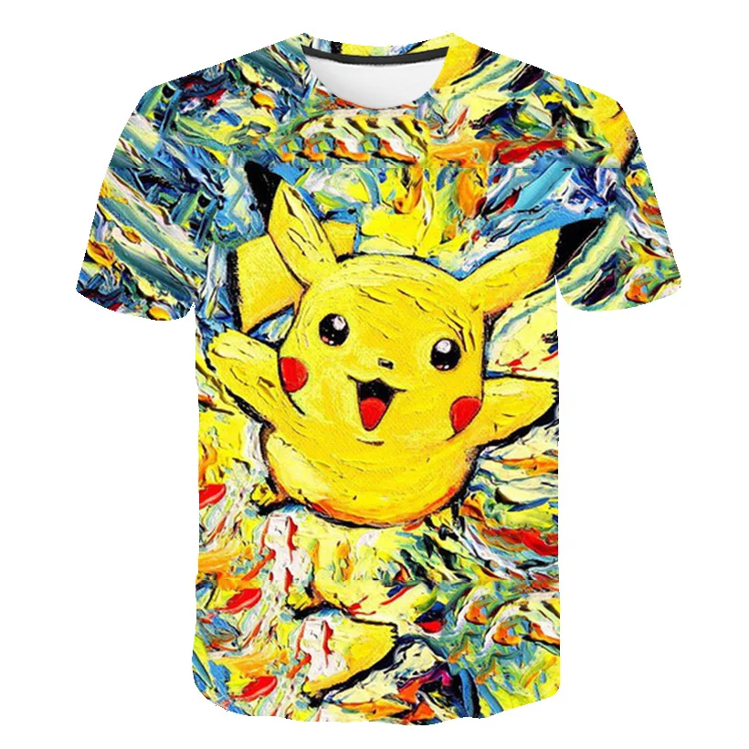 Pokemon Pikachu Charizard 3D Summer Fashion Cartoon T-shirt Anime Pokémon Hip-Hop Casual Children Short Sleeves Boys And Girls