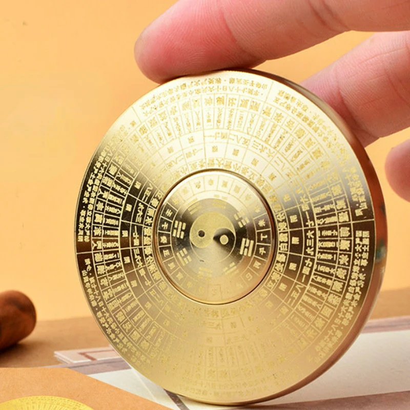 Decompression Handle Toy Piece Room Decor Taoist Bagua Tai Chi Qimen Dunjia Pure Copper Rotating Compass Fidget Spinner Home 1