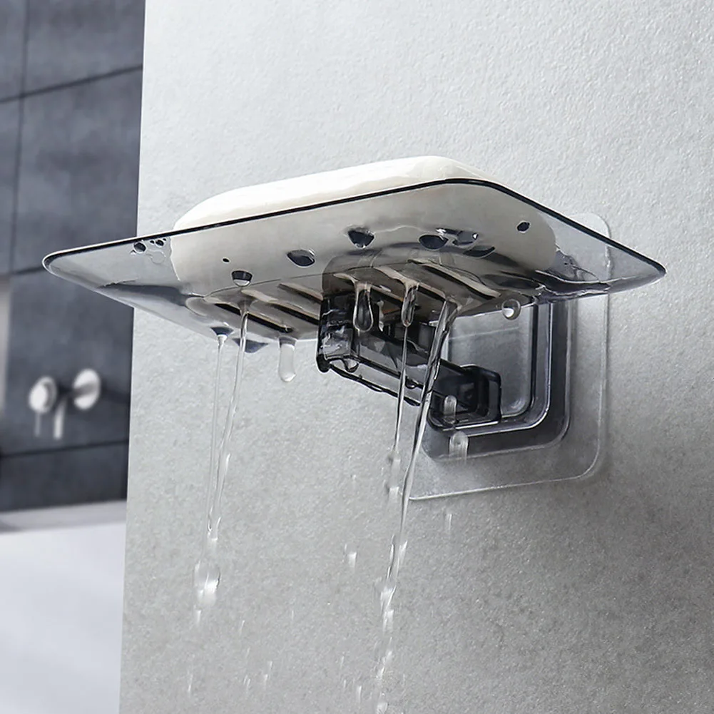 

Soap Rack No Drilling Wall Mounted Double Layer Soap Holder Soap Sponge Dish Bathroom Accessories Soap Dishes Self Adhesive