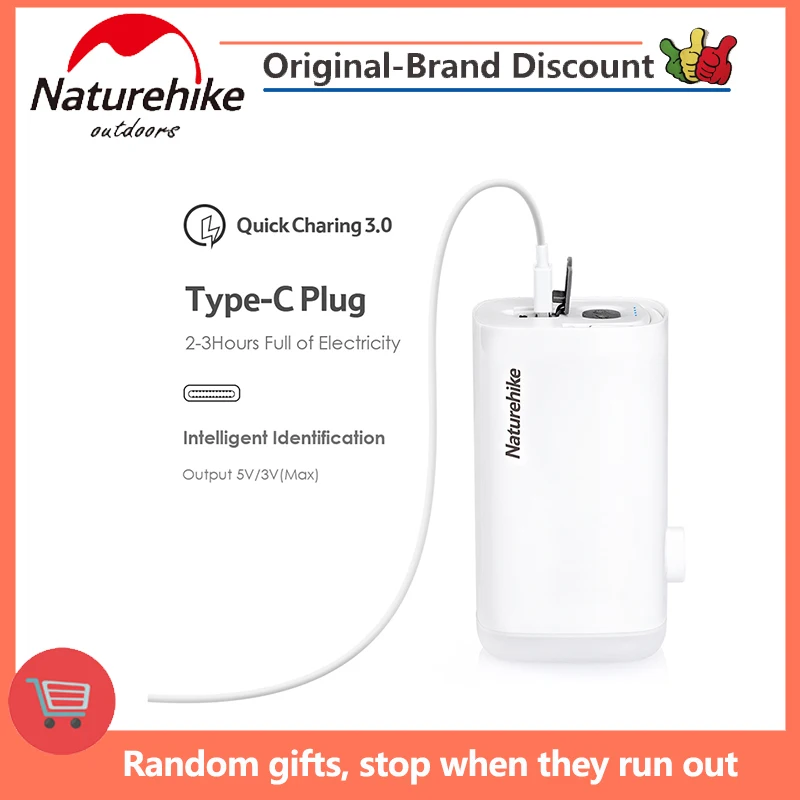 Надувной насос Naturehike 3-в-1 со светодиодсветильник кой, многофункциональный мини-насос с зарядкой через USB, насос-воздуходувка