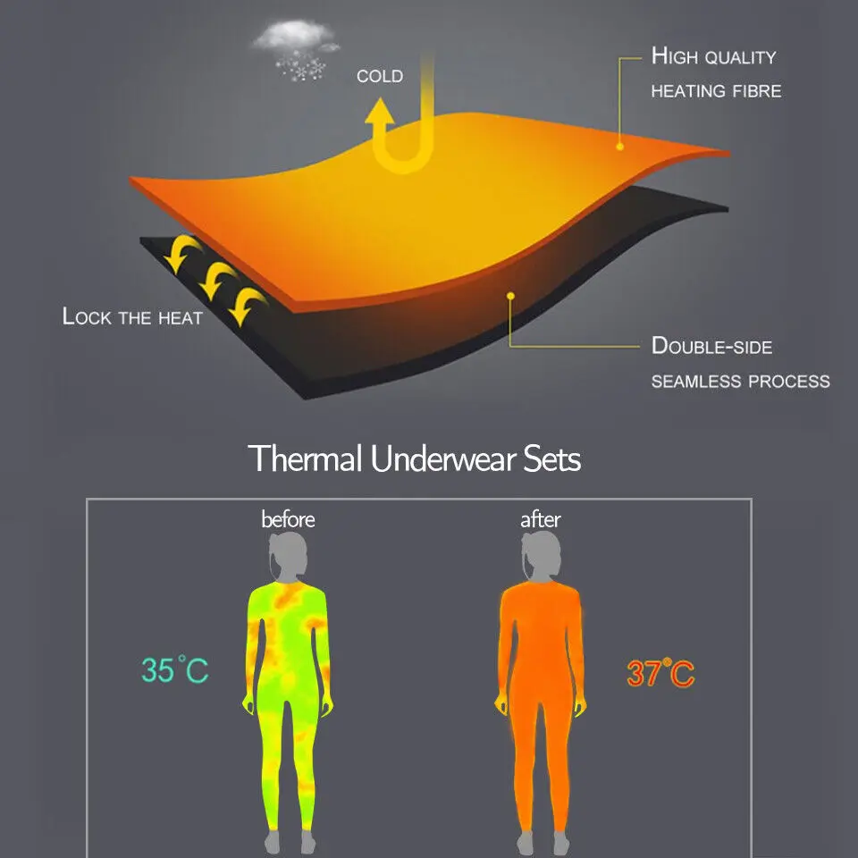 Winter Thermal Heated Underwear Sets For Women Winter Fast Dry Long Johns Set Thermo Underwear Shirt Female Warm Clothes