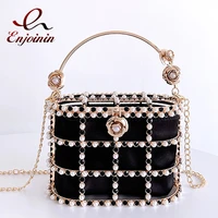 luxury metal hollow basket party clutch bag designer wedding evening bag for women chic purses and handbags chain shoulder bag