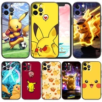 pokemon pikachu cute for apple iphone 13 12 mini 11 xs pro max x xr 8 7 6 plus se 2020 5 funda capa black soft phone case