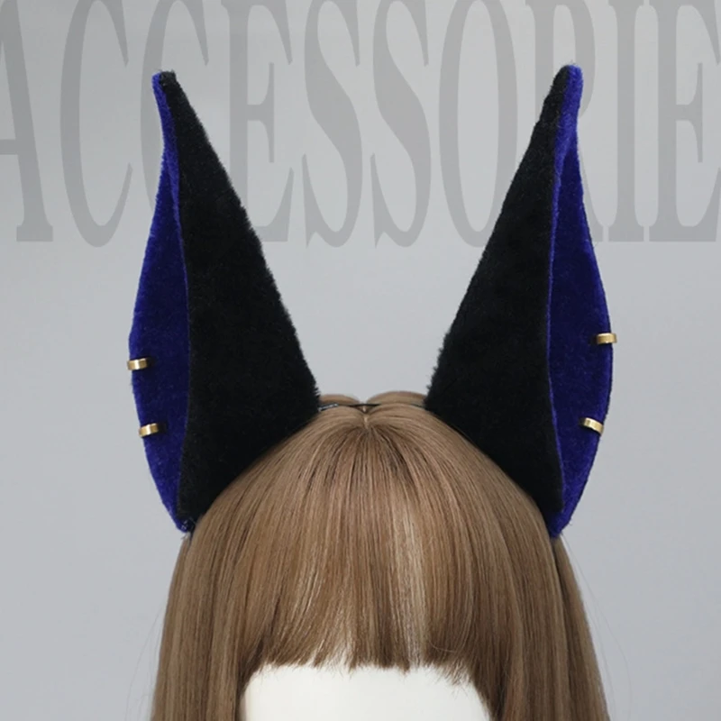 

Lovely Wolf Ear Shape Hair Hoop with Stud Earrings Live Broadcast Cosplay Character Headwear for Teens Woman Drop Shipping