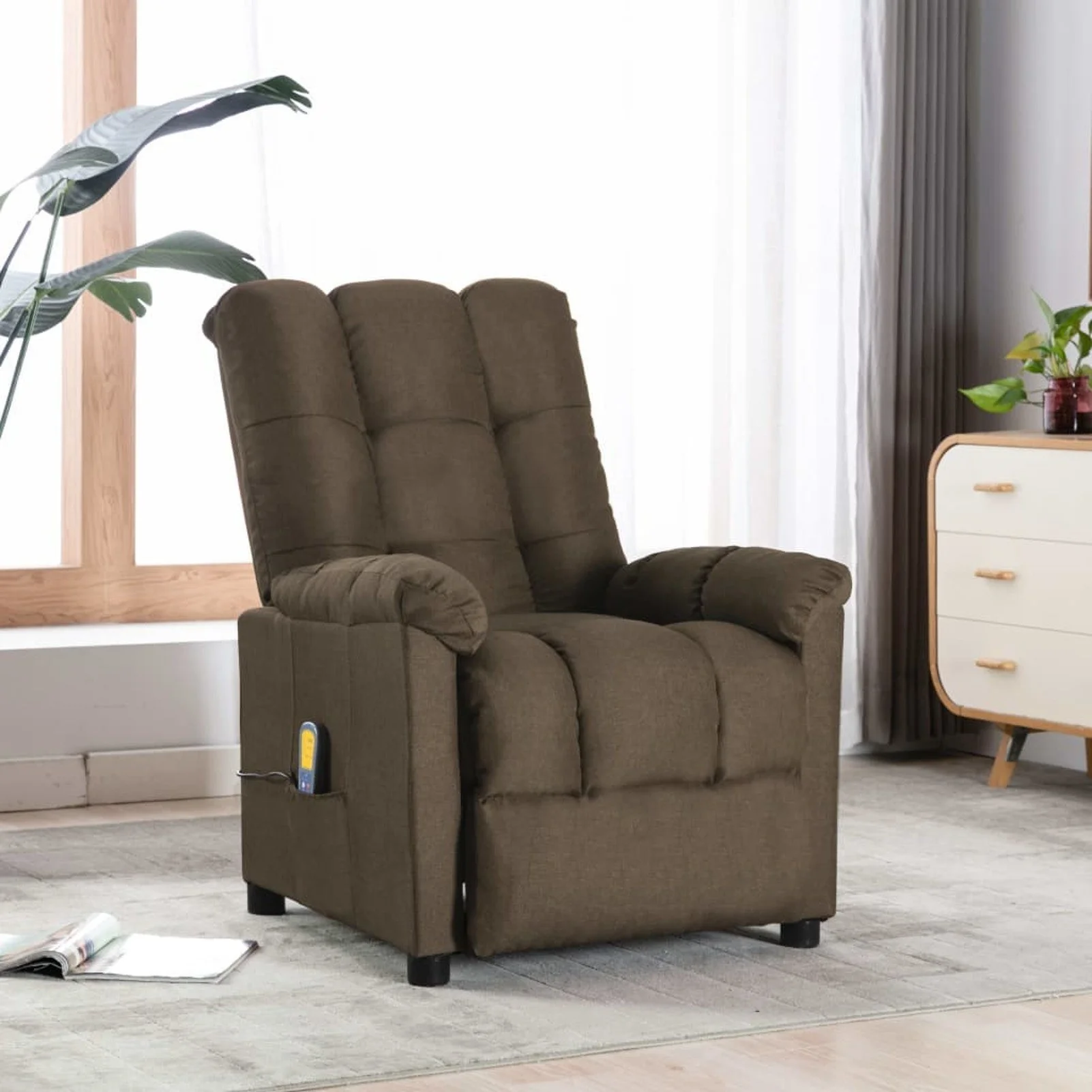 

Massage Recliner Brown Fabric