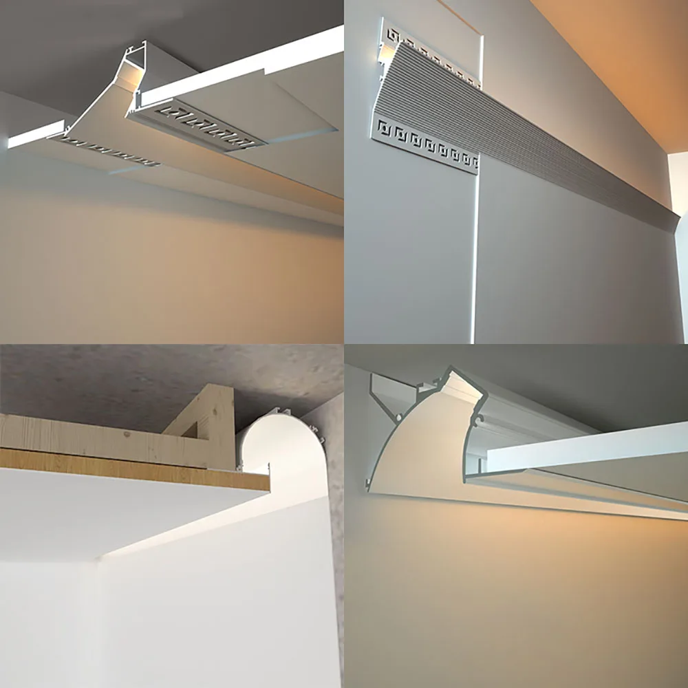 

1M/pcs Led Recessed Indoor Linear Light Bar Aluminum Profile Led Channel Holder for Corner Ceiling Wall Washer Decor Lighting