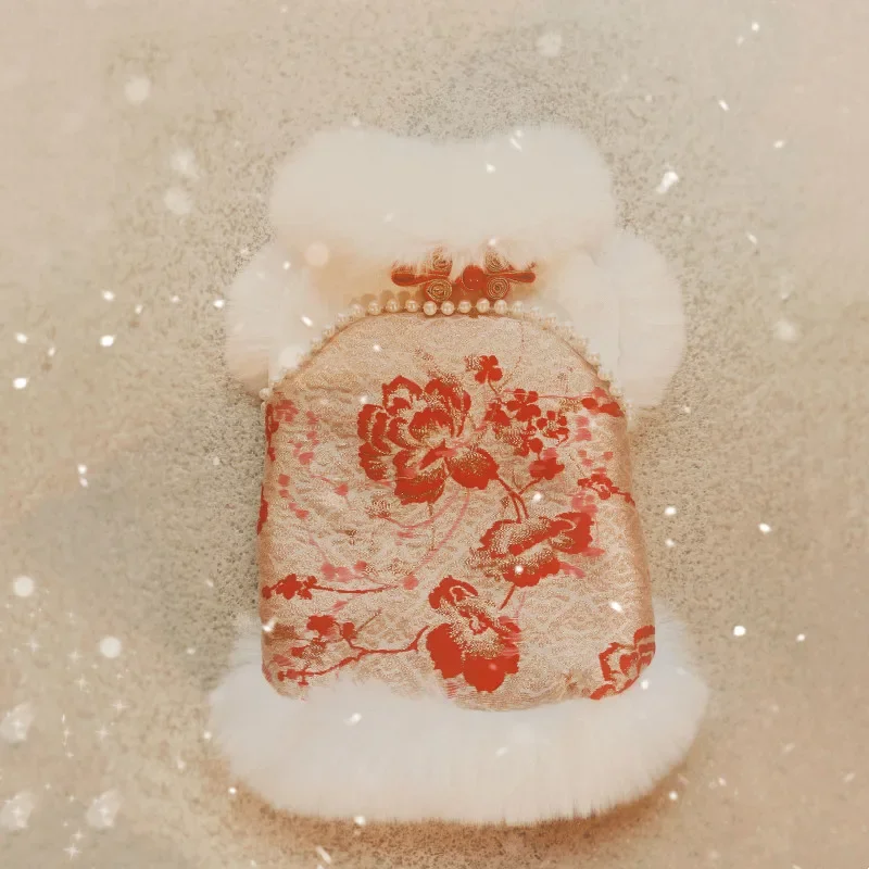 

Winter Dog Coat Jacket Chinese New Year Dog Clothes Cheongsam Tang Suit Cat Pomeranian Poodle Bichon Pet Clothing Outfit Garment