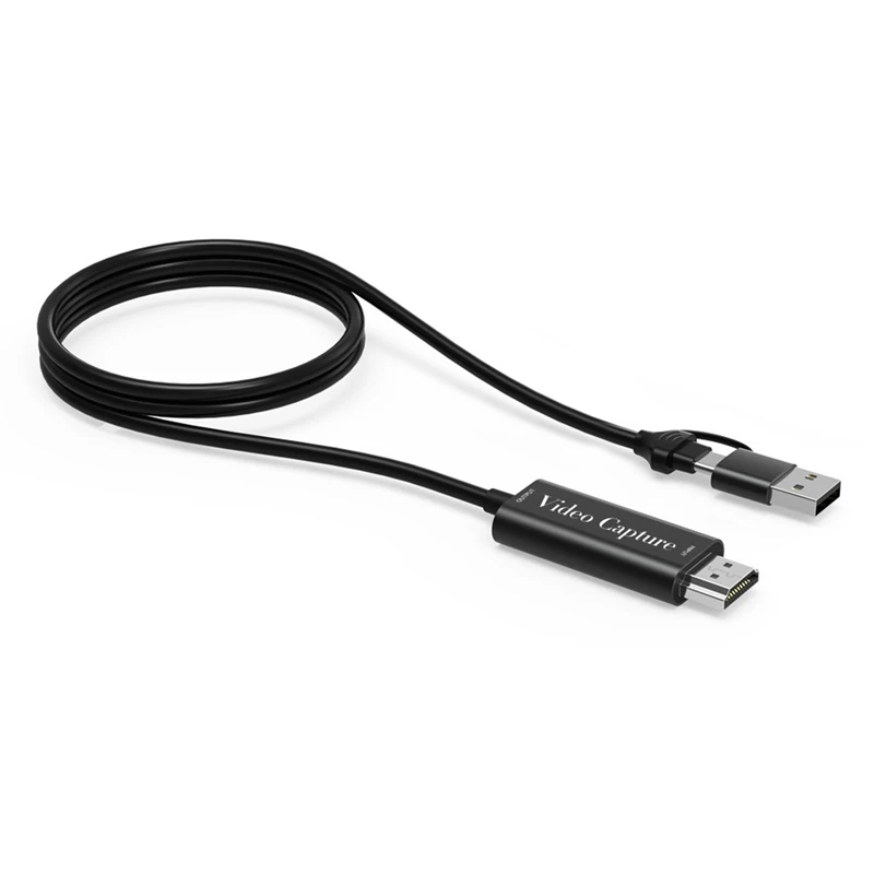 

USB A USB C Dual Interface HD Video Capture Card HDMI Compatible To USB Computer Live Recording Cable