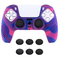 playvital 3d studded edition anti slip silicone cover skin protector for ps5 controller with thumb grip caps pink purple blue