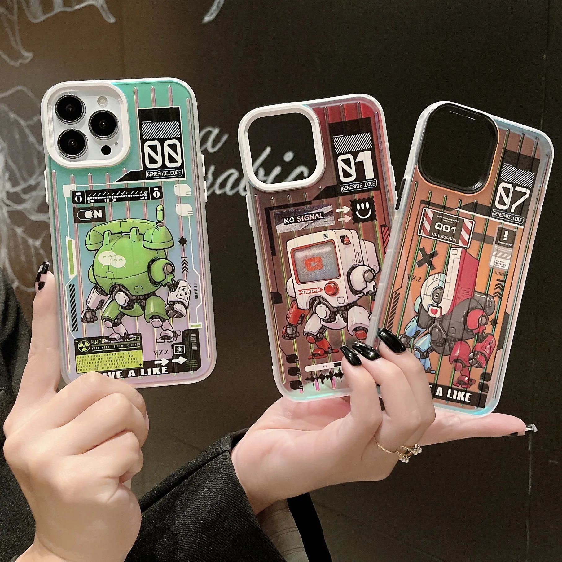 

Robot Laser Cartoon Kawaii Personality Protective Case Iphone13pro Max Mobile Phone Case Apple 11 12 Soft Xr Xs Soft Wholesale