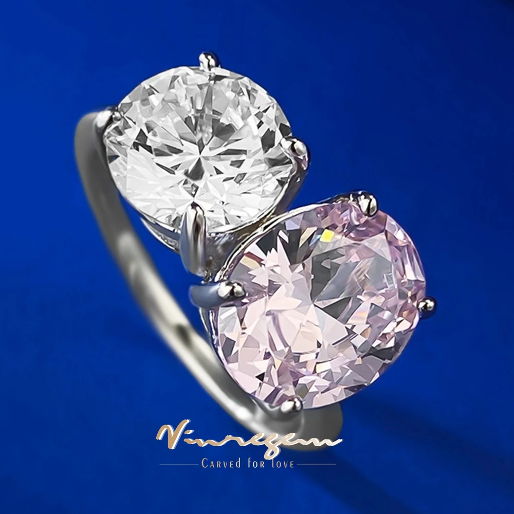 

Vinregem Oval Round Cut 8*10 MM 8 MM Lab Created Sapphire Gemstone 100% 925 Sterling Silver Ring for Women Engagement Jewelry