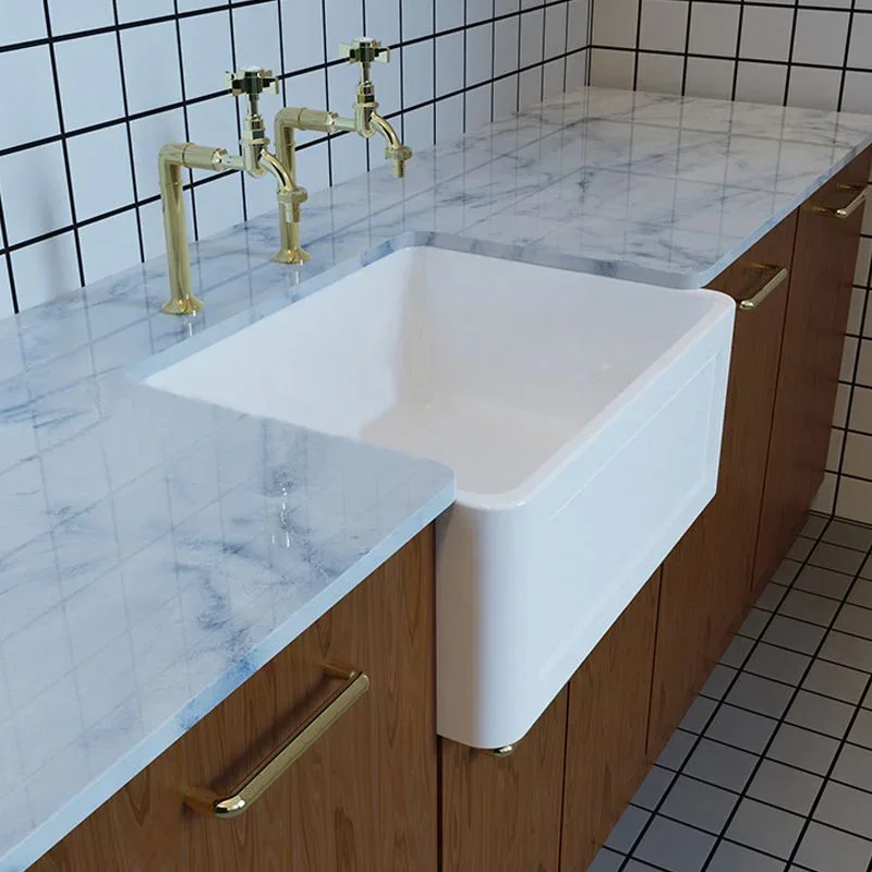 Популярный дизайн белая керамическая одинарная чаша для мытья ручная кухонная