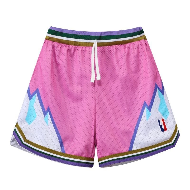 2023 New Basketball Shorts Outdoor Sports Fitness Beach Pants Spliced Printed Elastic Drawstring Waistband Training Ventilation