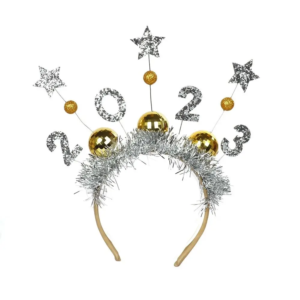 

Korean Style Hair Hoop Female Jewelry HAPPY NEW YEAR Headband Gold Crown Headdress New Year Gift