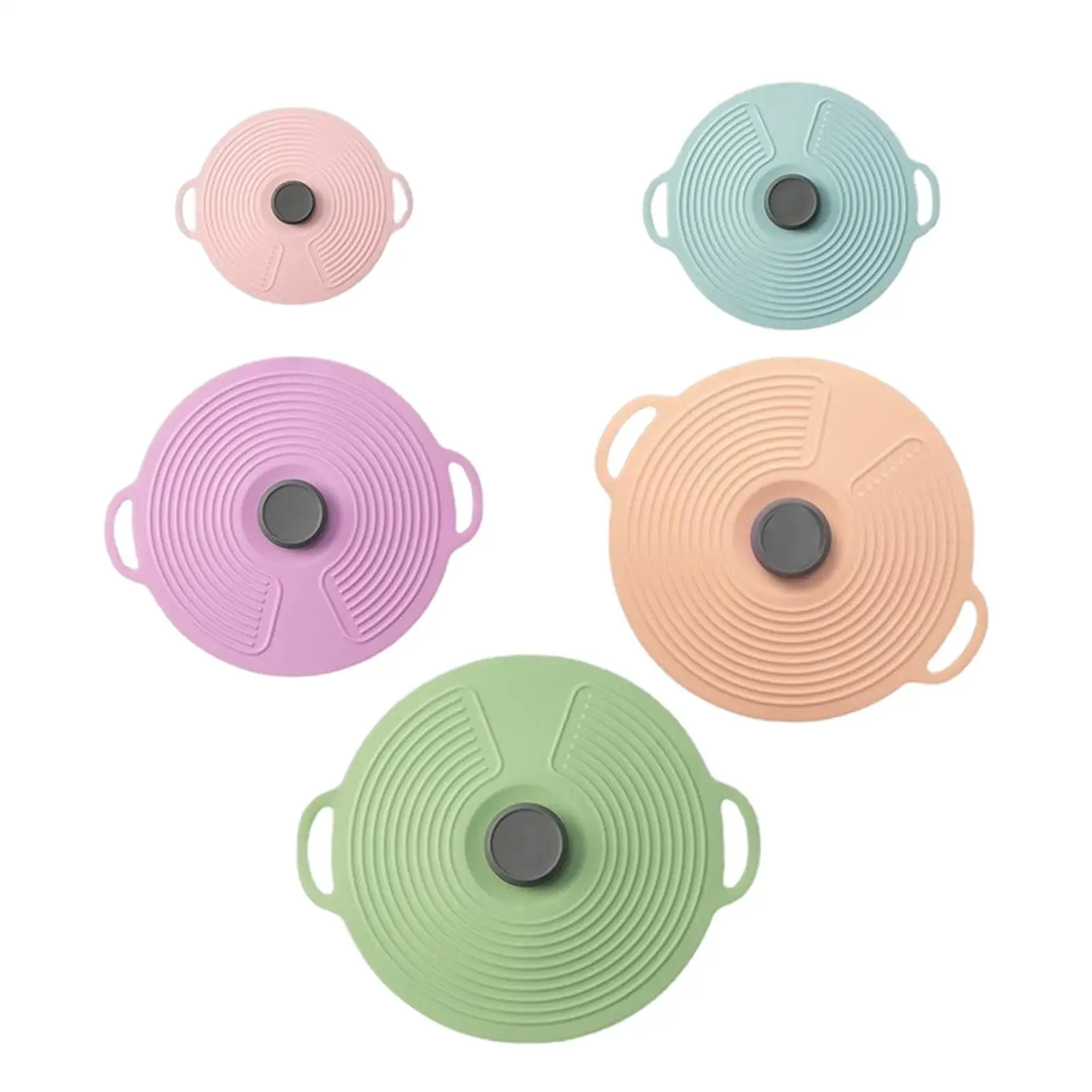 

Reusble Silicone Suction Lid with Handle Thicken Airtight Seal Silicone Pot Lid for Cups Pans
