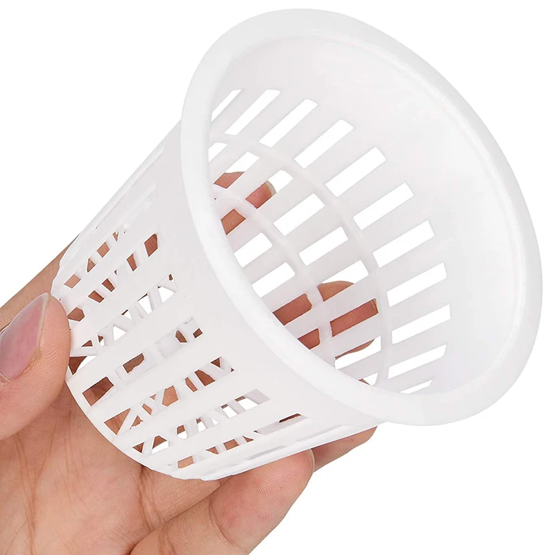 3 Inch Net Cup Hydroponic Tank 50Pack Planting Basket Used For Hydroponics Slotted Mesh Black And White