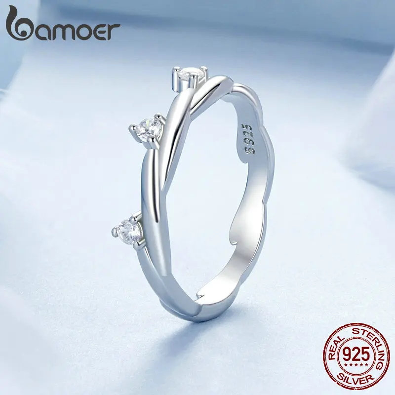 Новинка 2024 обручальное кольцо BAMOER из стерлингового серебра 925 пробы для женщин с