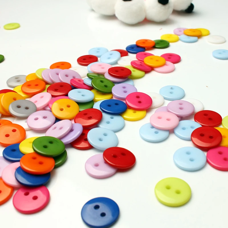 

100pcs New Multicolour 15mm Double Hole Bread Button Round Resin Sewing Buttons DIY Scrapbooking Decor Sewing Accessories