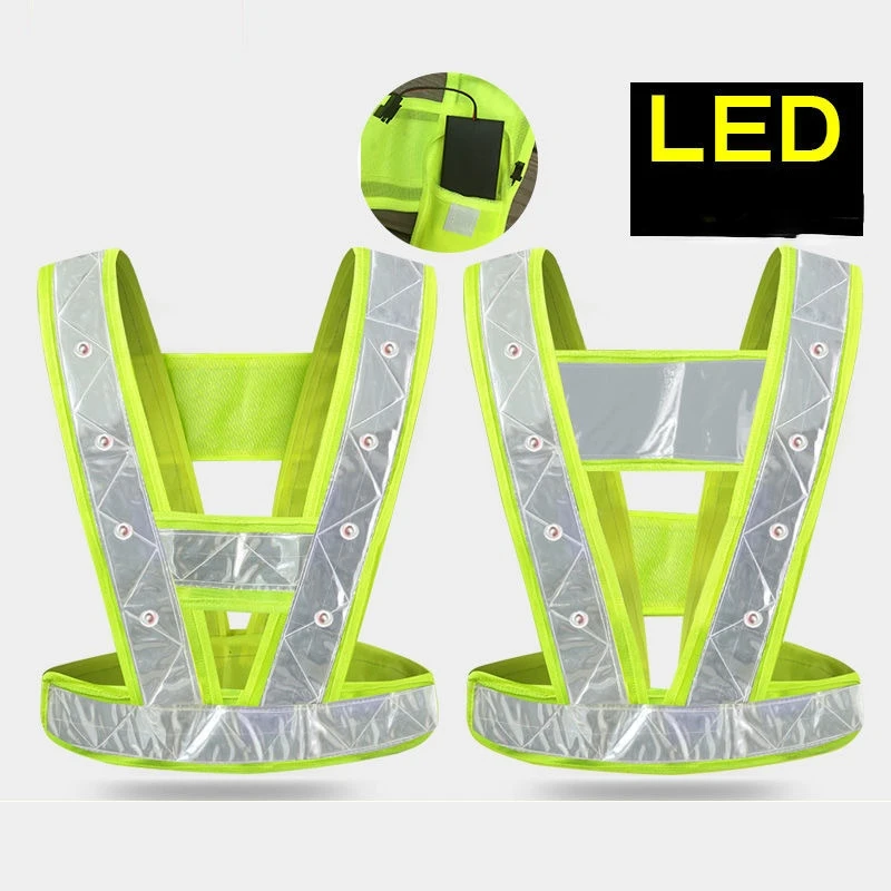 

Driving Reflective Vest Led Light V-vest Night Safety Riding Flash Clothes
