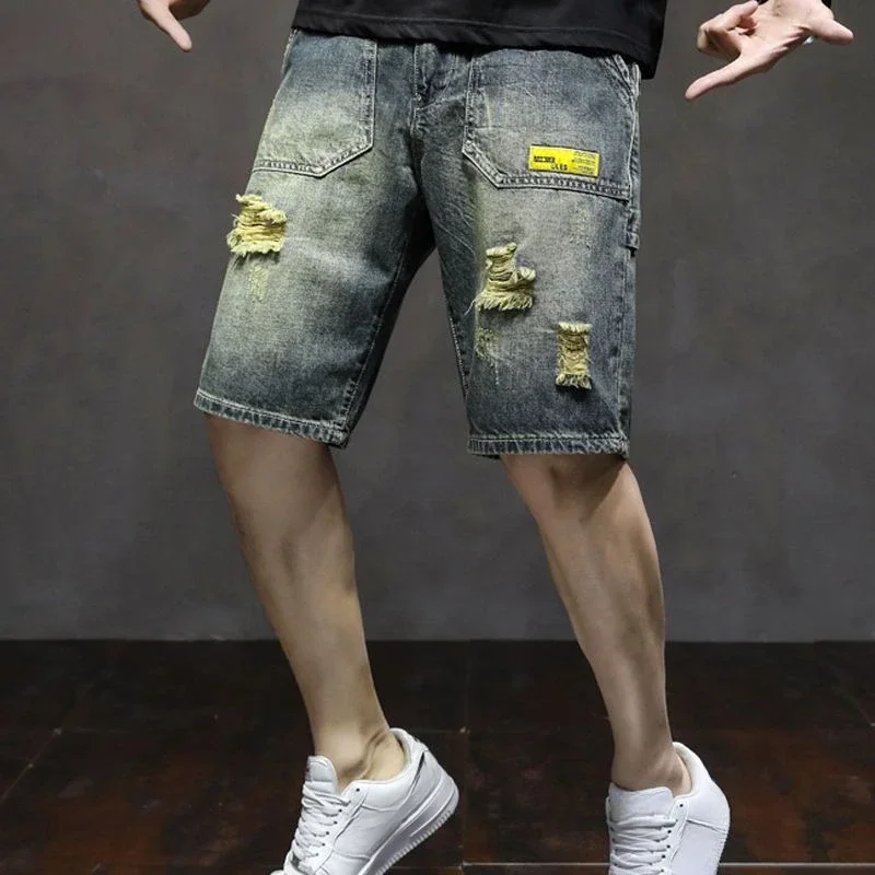 Прямые короткие джинсовые брюки для мужчин с карманами мужские шорты в стиле