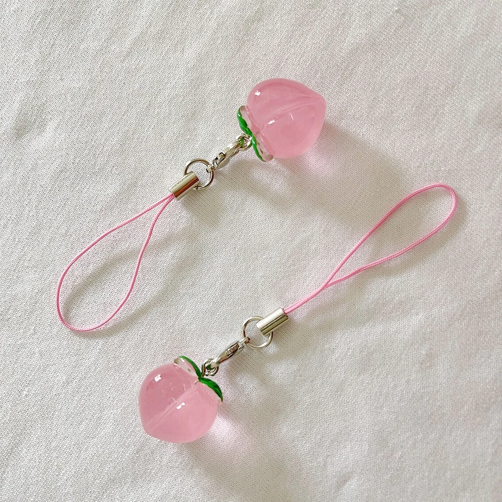 Набор из 2 милых полимерных персиковых подвесок для телефона ремешок с милыми