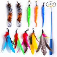 retractable pet cat caterpillar feather replacement head toy set funny cat stick fishing rod cat toys interactive pet products