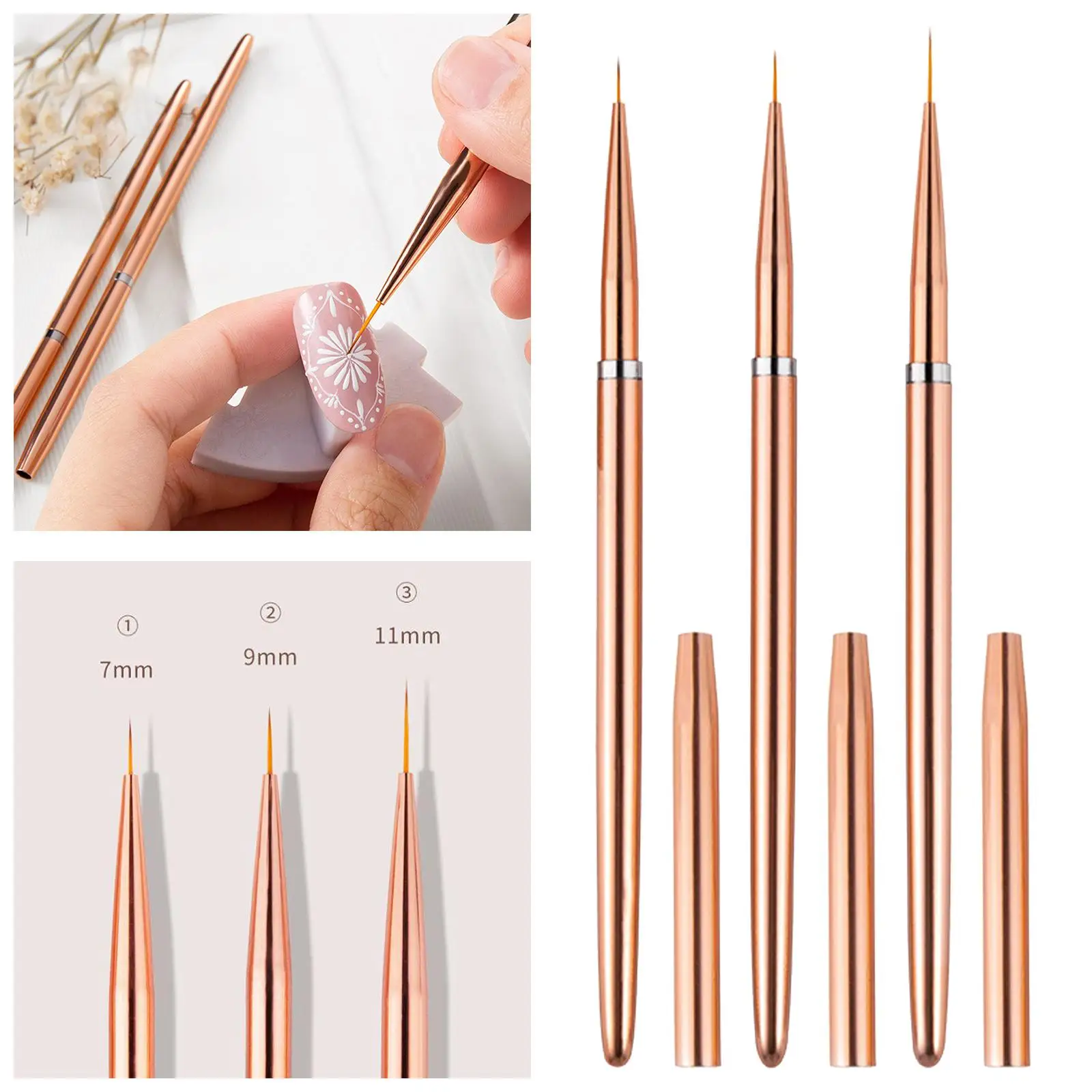 

3 шт., кисти для маникюра, 7/9/11 мм