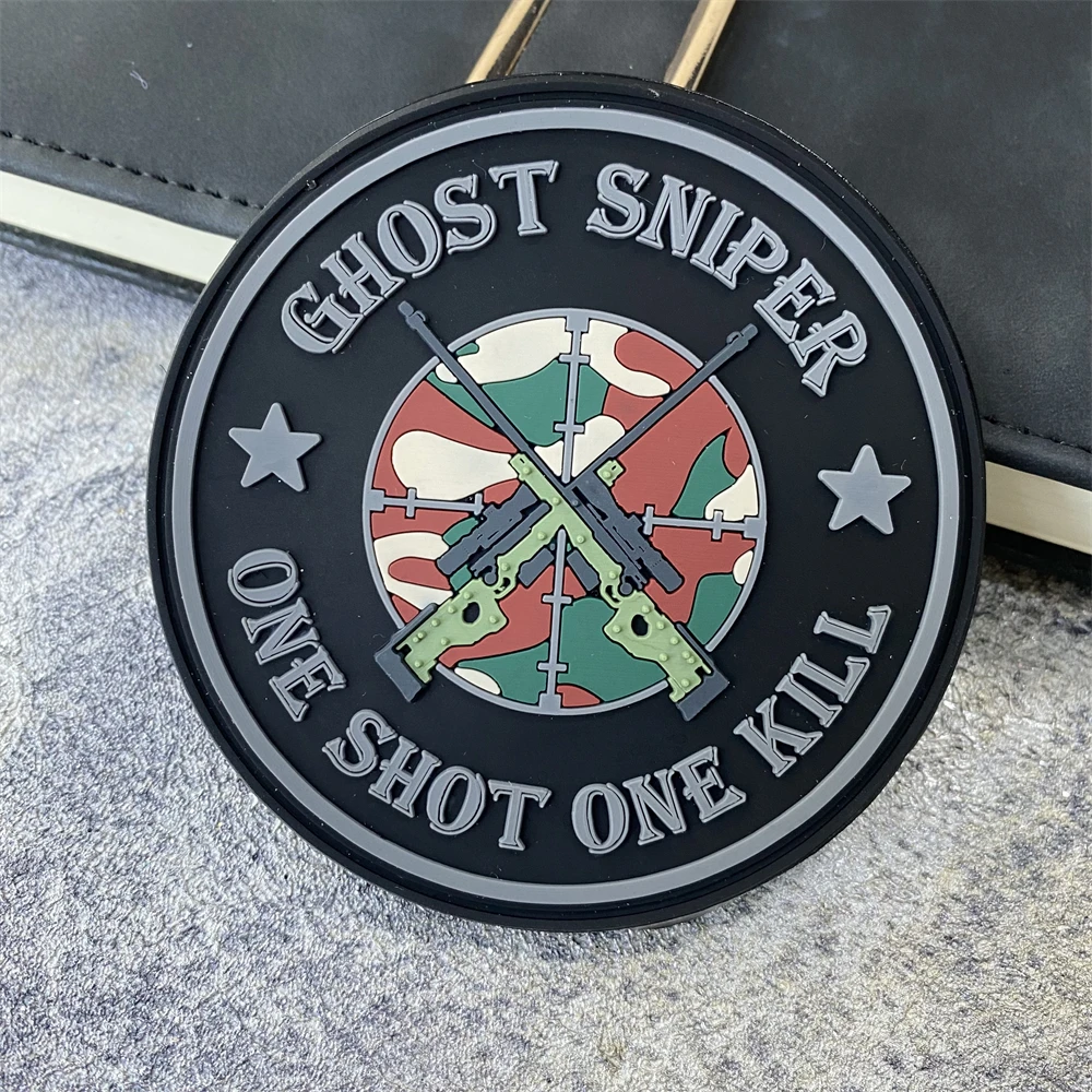 Тактическая нашивка из ПВХ привидение снайпера один выстрел раз убийца крючок и