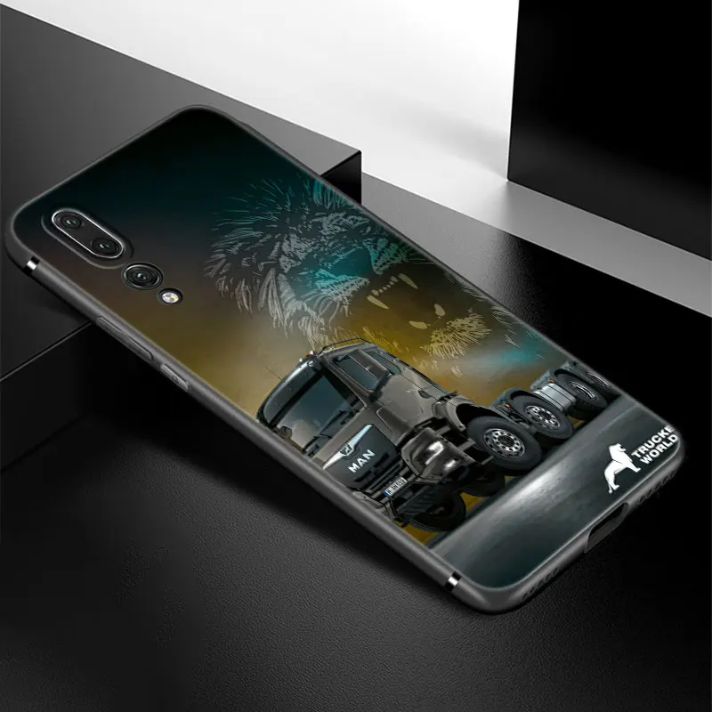 Чехол для телефона Cool Man Truck Huawei P20 P30 P40 P50 P Smart Z S Pro P8 P9 P10 Lite 5G E 2017 2018 2019 2020 черный